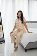 Short Sleeve Floral Pajama-Yellow