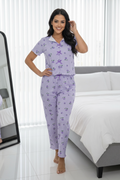 Short Sleeve Floral Pajama-purple